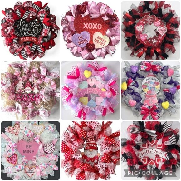 Made to order ‼️Beautiful Valentine’s Day wreath hand made deco mesh wre… - Picture 1 of 12